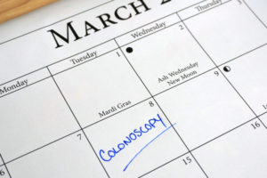 calendar showing colonoscopy appointment